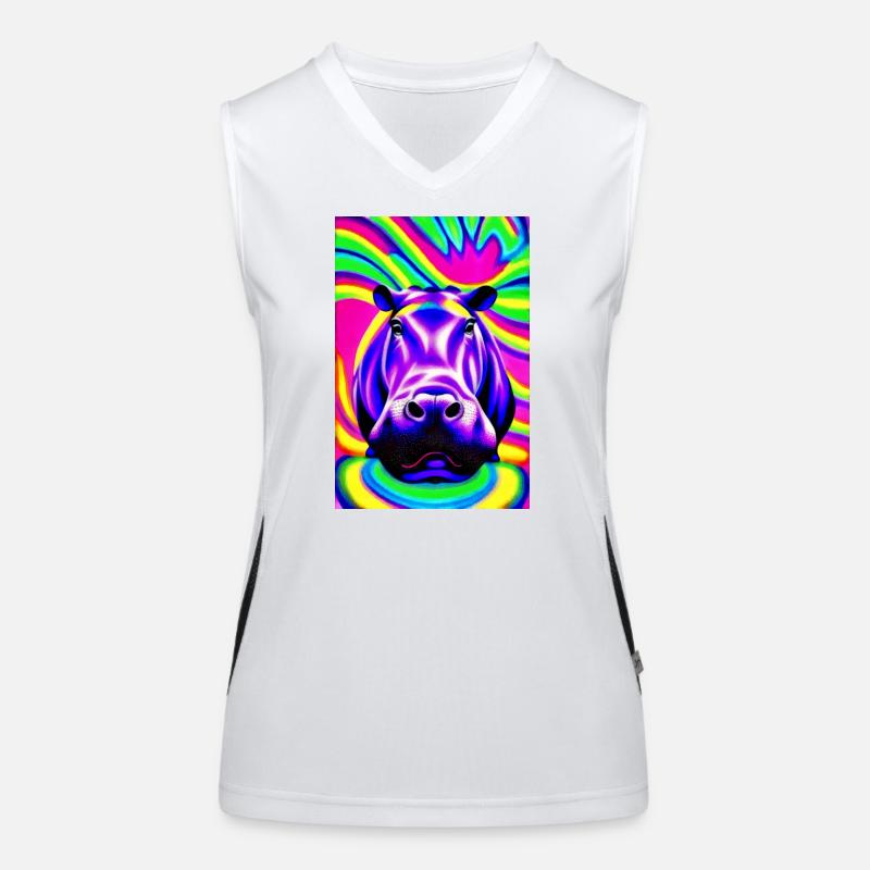 Nilpferd in Farbe Pop Art Funktionelles Kontrast-Tank Top für Frauen