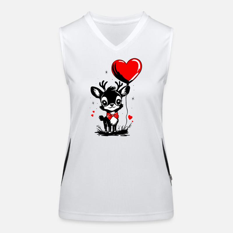 Rentier mit Herz Luftballon - Heartful Creatures Funktionelles Kontrast-Tank Top für Frauen