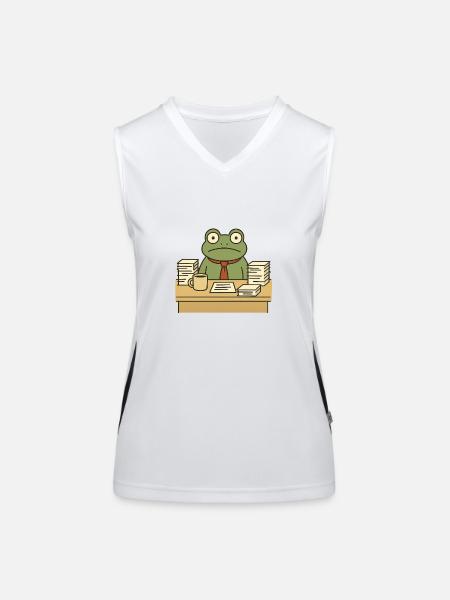 Grenouille d’affaires - Débardeur respirant contrasté Femme - blanc/noir - Devant