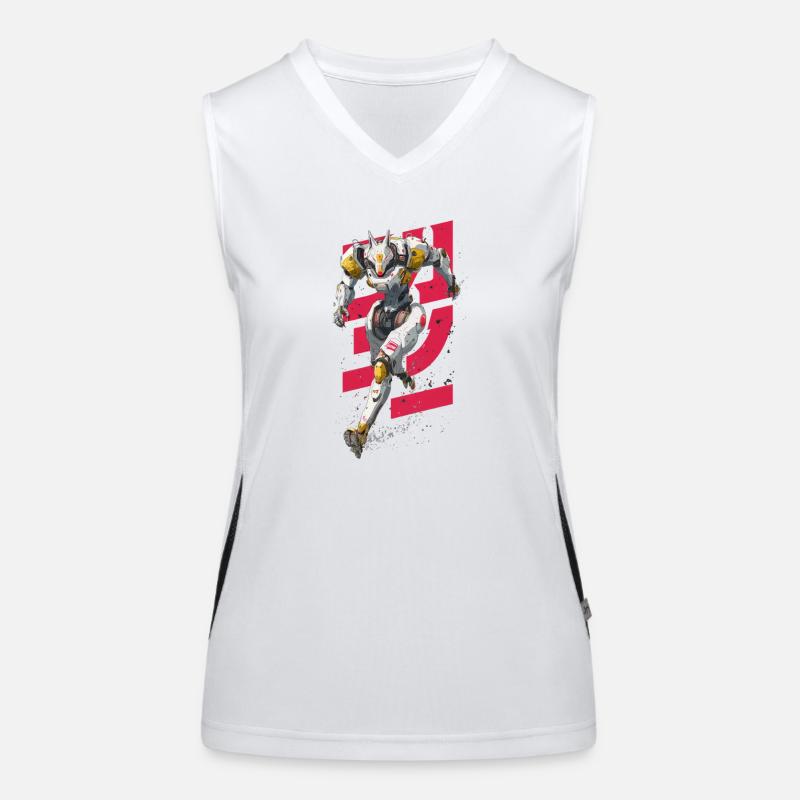 Futuristic Wolf Fighting Robot Women's Functional Contrast Tank Top