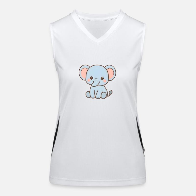 Charming Elephant Teddy Bear Design Women's Functional Contrast Tank Top