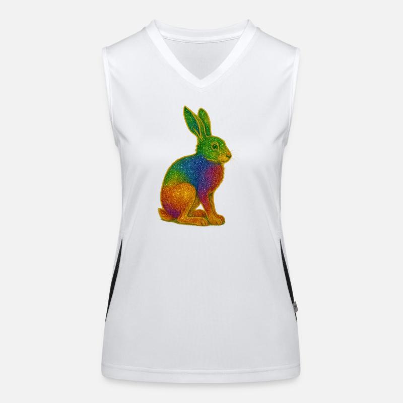 Regenbogen Hase mit Glitzereffekt Funktionelles Kontrast-Tank Top für Frauen