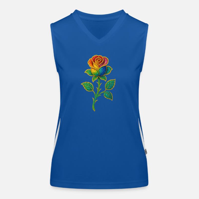 Rainbow Glitter Rose Design Women's Functional Contrast Tank Top