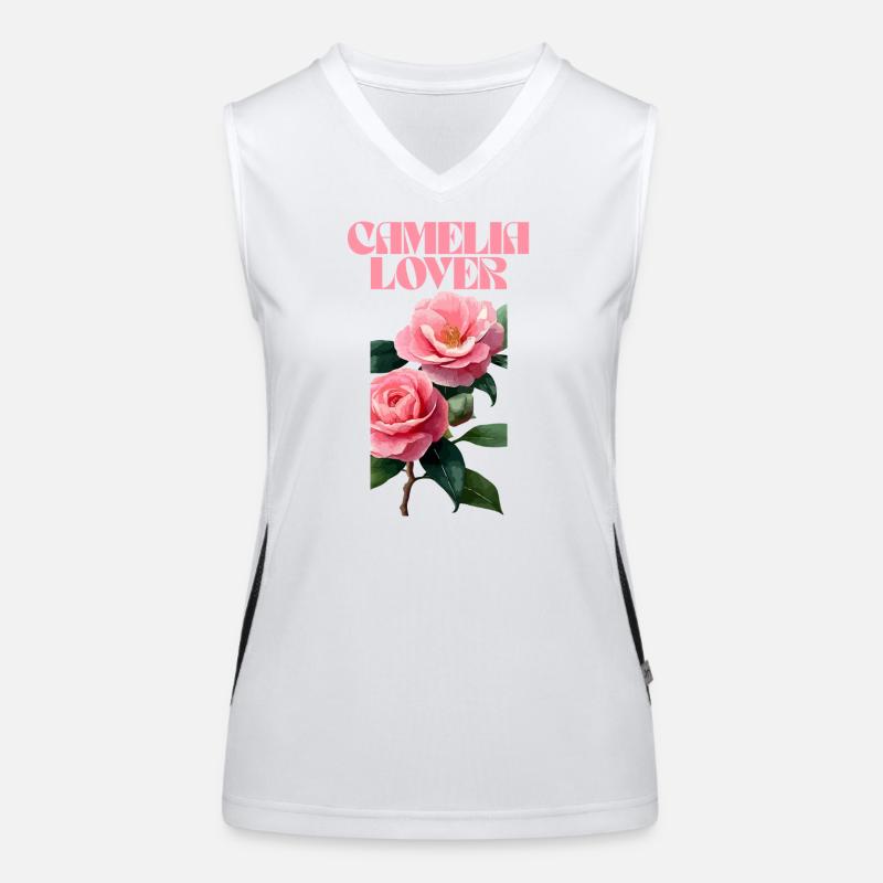 Camelia Lover Blumen-Typografie-Design Funktionelles Kontrast-Tank Top für Frauen