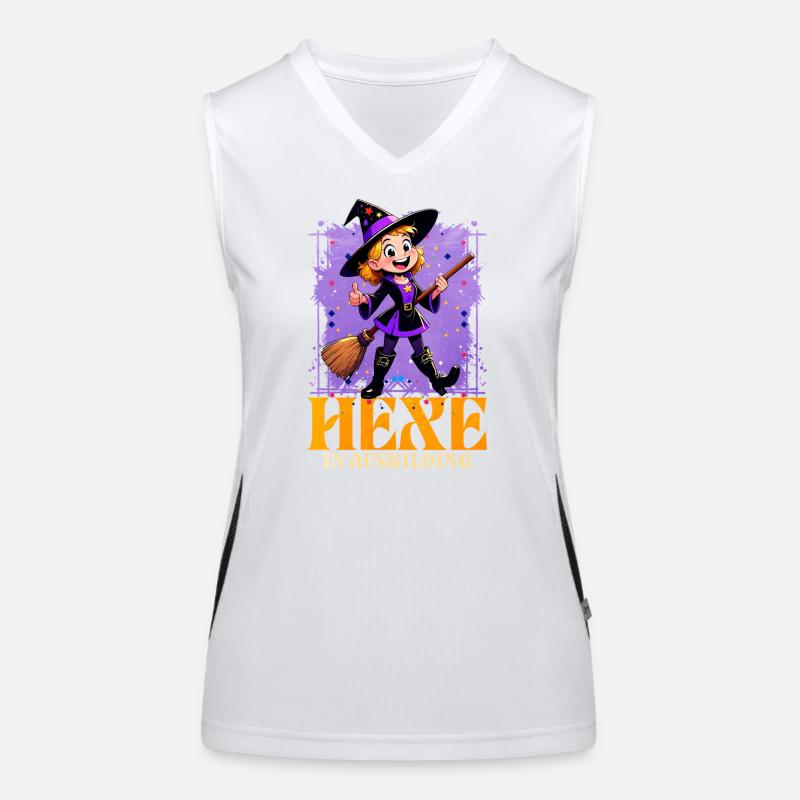Witch in training with magic wand Women's Functional Contrast Tank Top