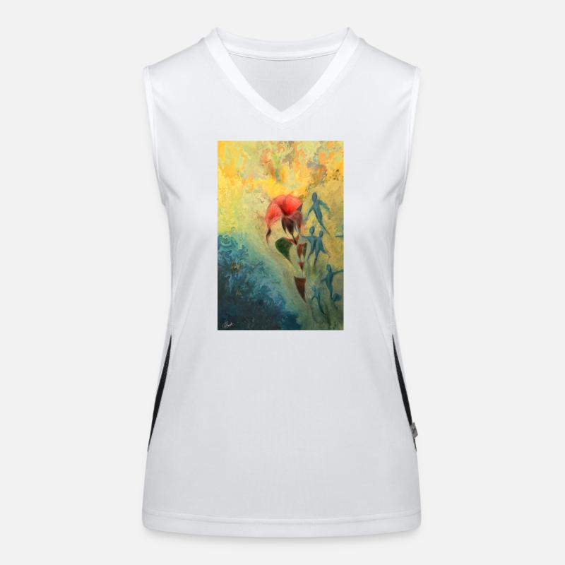 Abstract Floral Scene Women's Functional Contrast Tank Top