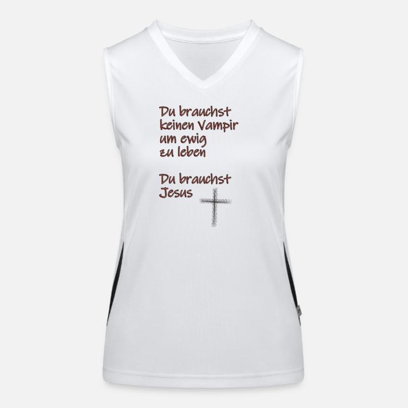 Ermutigende Jesus-Vampir-Botschaft Funktionelles Kontrast-Tank Top für Frauen