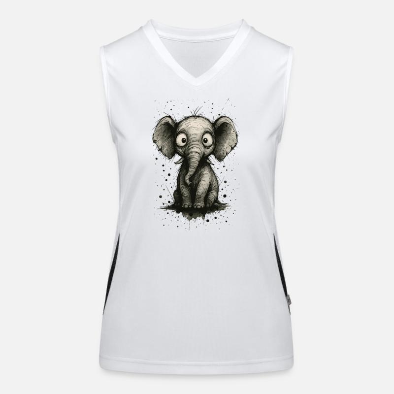 Funny elephant with big ears – comic strip splash Women's Functional Contrast Tank Top