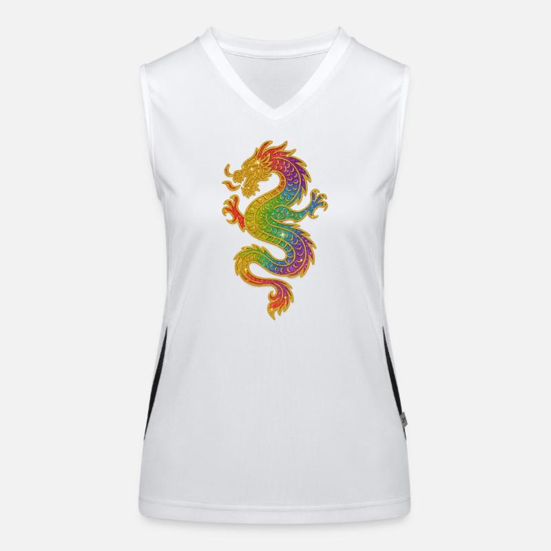 Goldener Regenbogen Drache Funktionelles Kontrast-Tank Top für Frauen