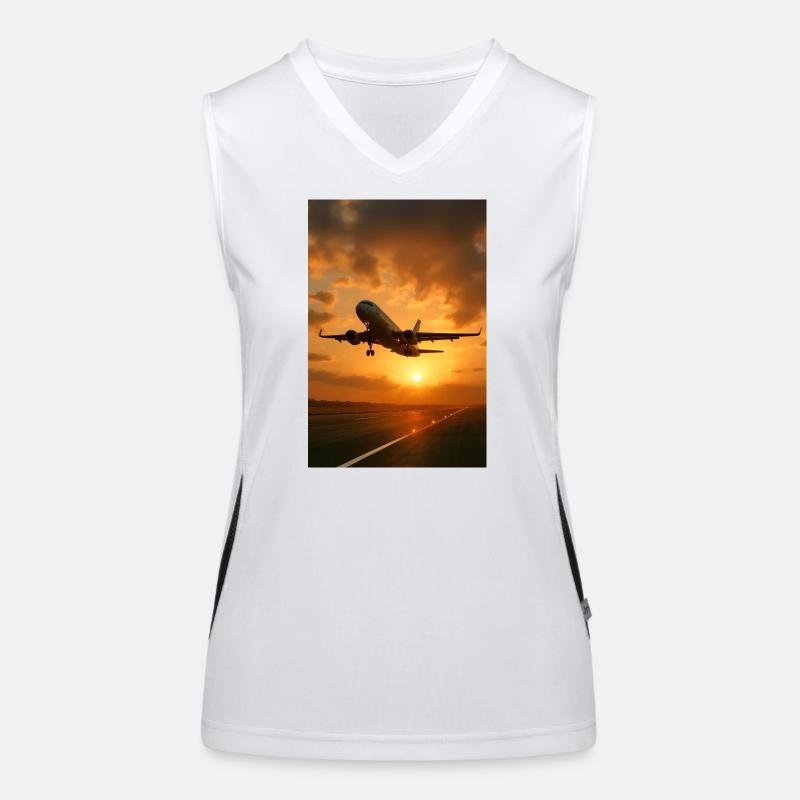 Aircraft taking off Women's Functional Contrast Tank Top