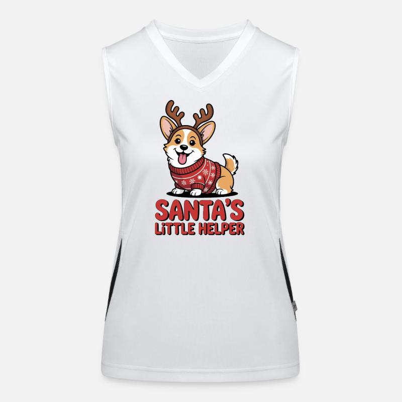 Weihnachts-Corgi – lustiger Hund mit Geweih und Pu Funktionelles Kontrast-Tank Top für Frauen