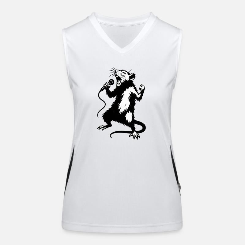 Rat Singer with Microphone Women's Functional Contrast Tank Top