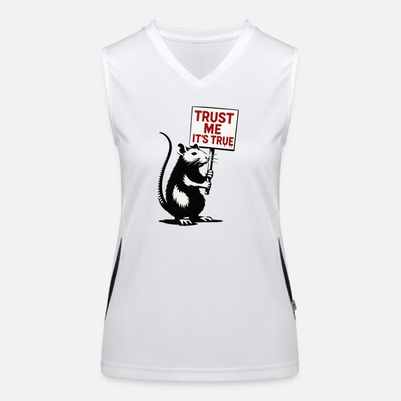 Rat with Shield Trust Me It's True Women's Functional Contrast Tank Top