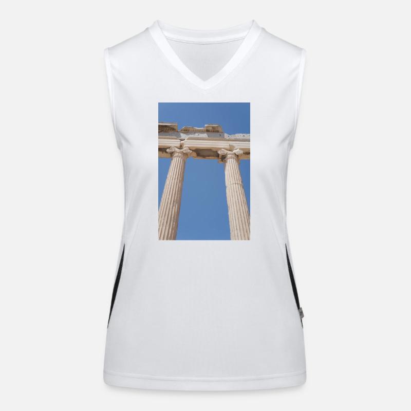 Ancient columns under blue sky, Acropolis Women's Functional Contrast Tank Top