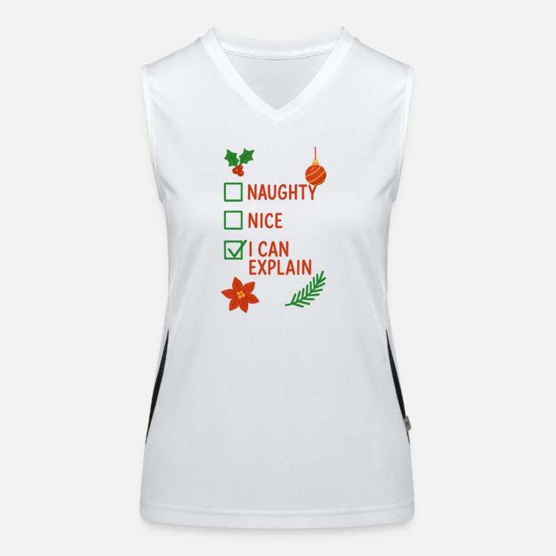 Christmas, naughty, I can explain that Women's Functional Contrast Tank Top