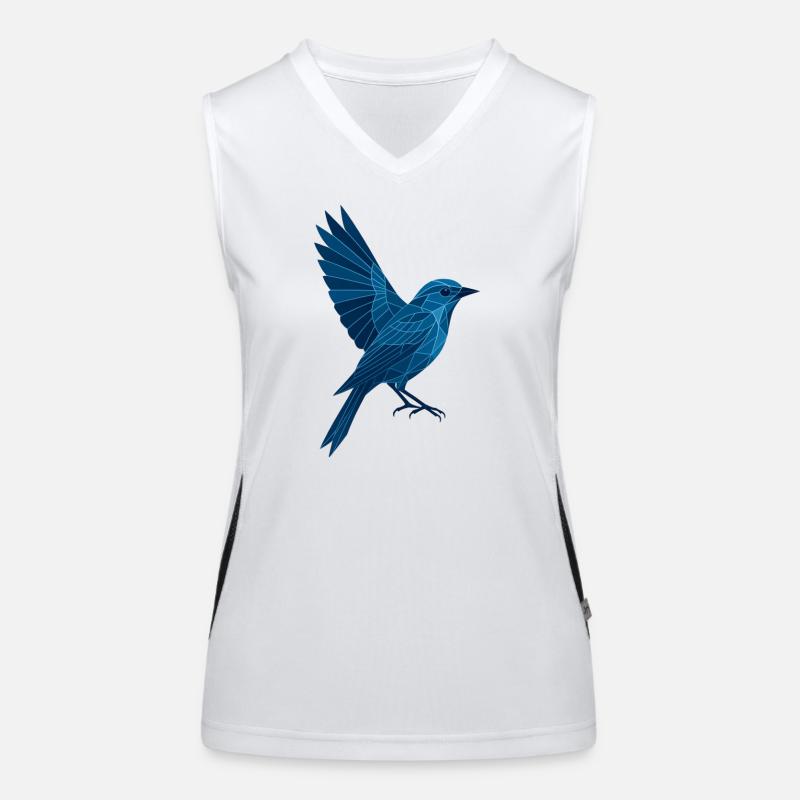 Geometric Blue Bird / Left Wing Women's Functional Contrast Tank Top