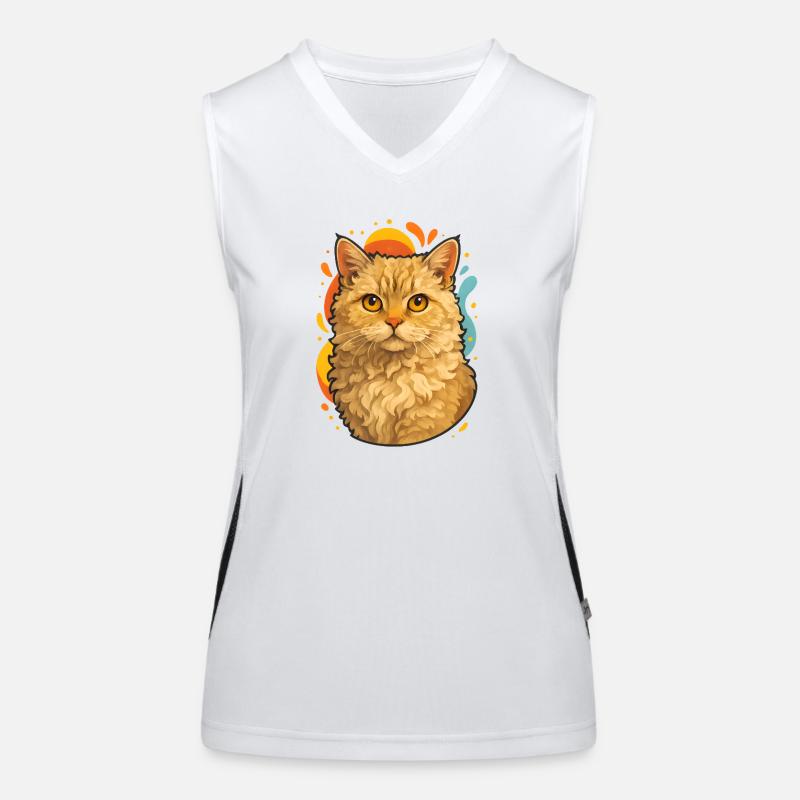 Selkirk Rex Katze in bunter Pop Art Funktionelles Kontrast-Tank Top für Frauen