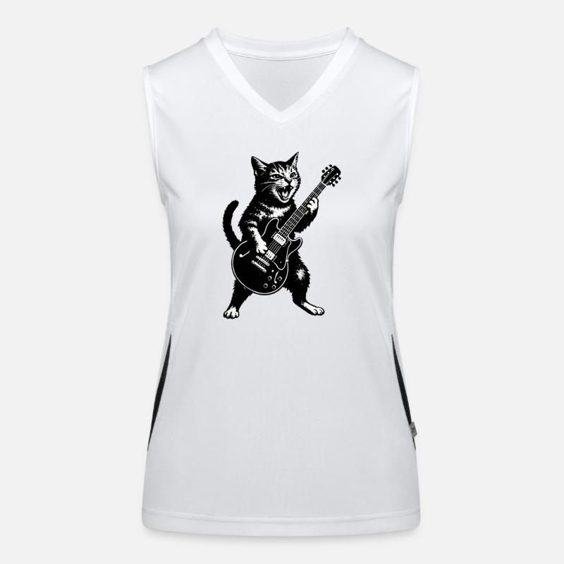 Illustration punk du guitariste Cats Débardeur respirant contrasté Femme