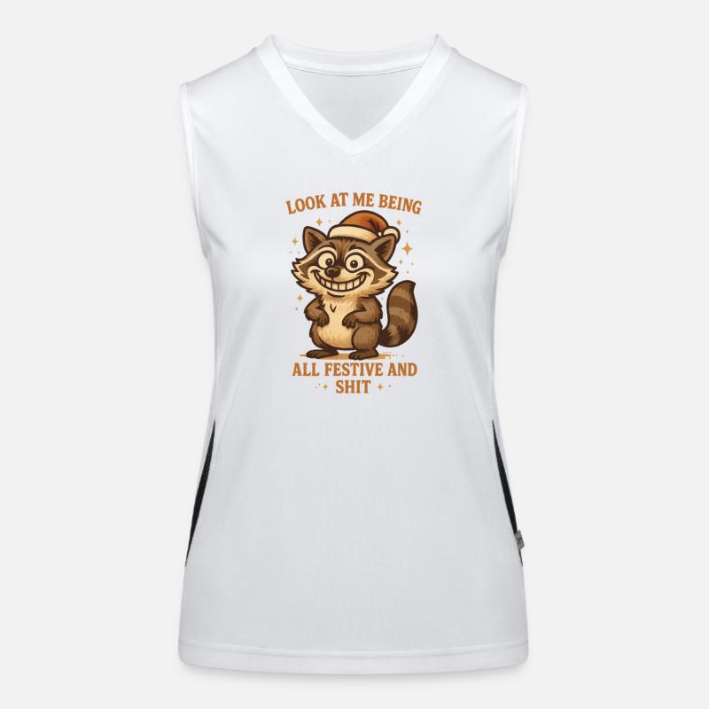 Weihnachten Waschbär lustig Funktionelles Kontrast-Tank Top für Frauen