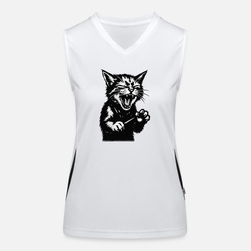 Screaming cat silhouette Women's Functional Contrast Tank Top