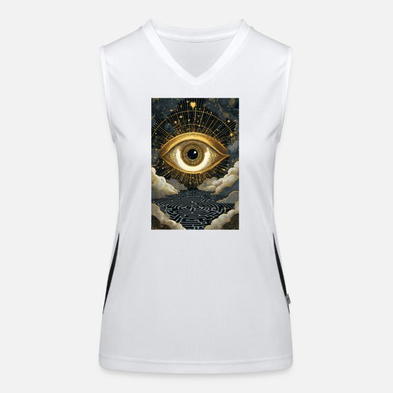 Golden Eye over Cosmic Labyrinth Women's Functional Contrast Tank Top
