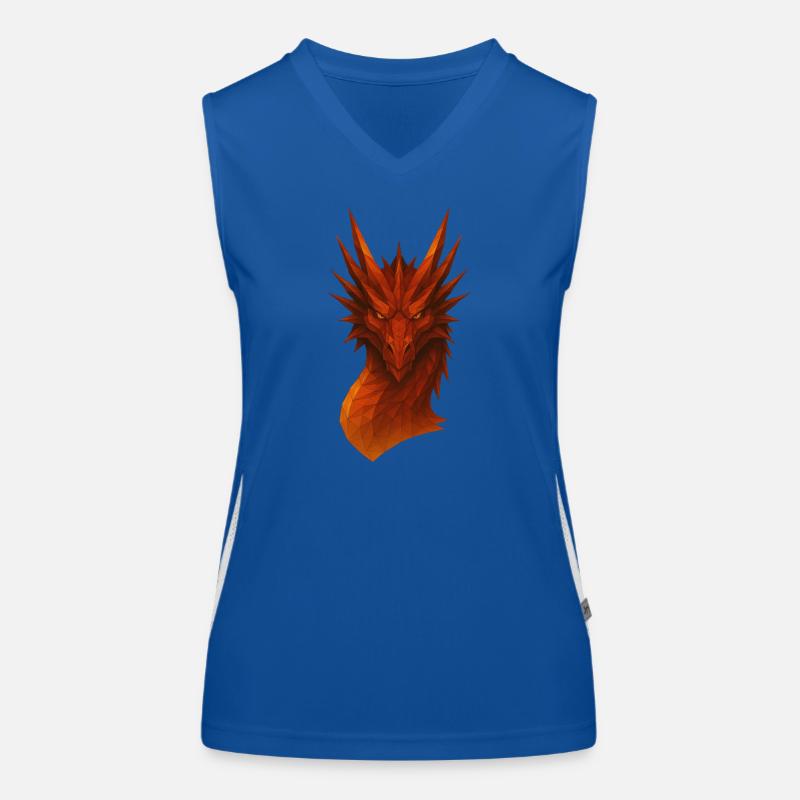 Flammender Lowpoly Drache Funktionelles Kontrast-Tank Top für Frauen