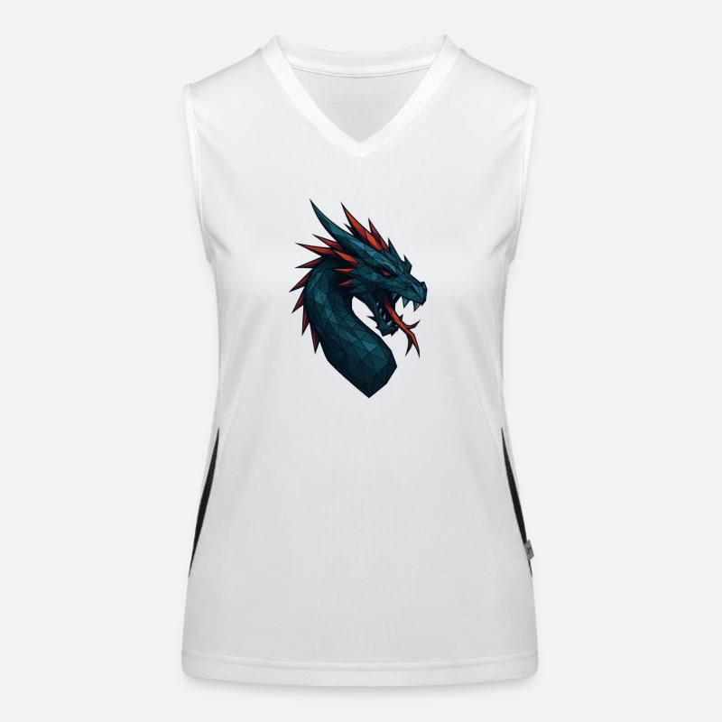 Geometric Dragon Head Blue-Red Women's Functional Contrast Tank Top