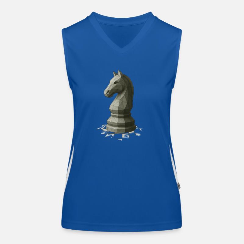 Low Poly Schach Springer Design Funktionelles Kontrast-Tank Top für Frauen