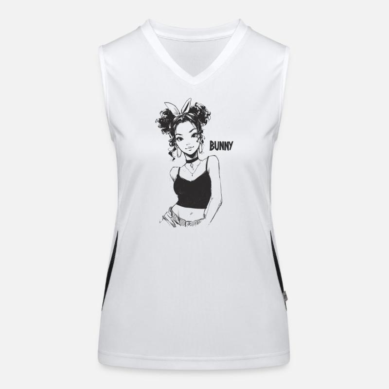 Bunny-Mädchen Strichkunst Funktionelles Kontrast-Tank Top für Frauen