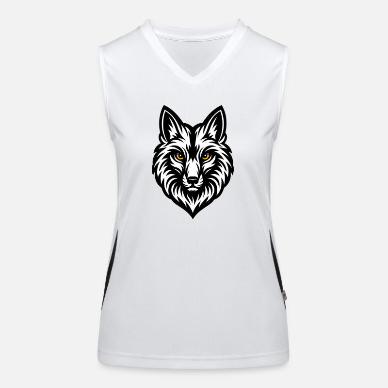 Wolfs Kopf Schwarz Weiß Funktionelles Kontrast-Tank Top für Frauen