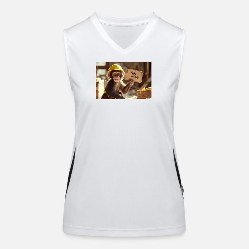 Construction Helmet Monkey: Very funny Women's Functional Contrast Tank Top