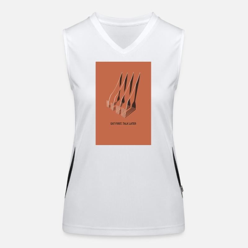 Eat First Talk Later – Küchen Poster Terrakott Funktionelles Kontrast-Tank Top für Frauen