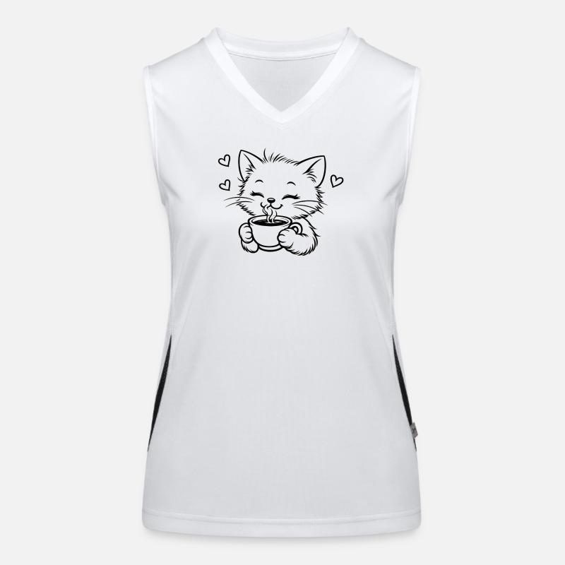 Kitten drinks coffee cuddle magic - Women's Functional Contrast Tank Top - white/black