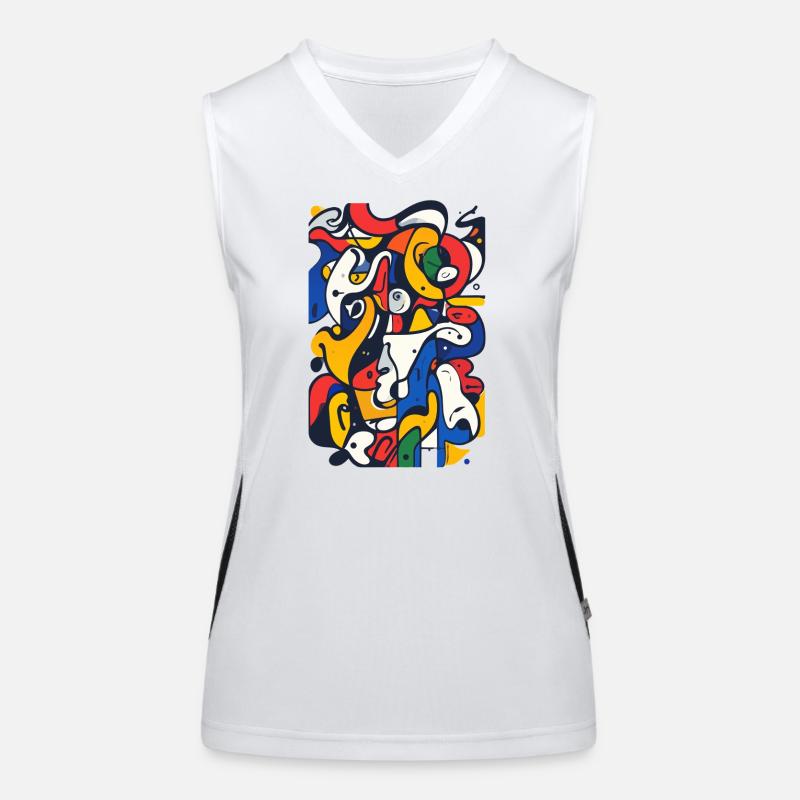 Colorful Lines Mosaic Abstract Artwork Motif Women's Functional Contrast Tank Top