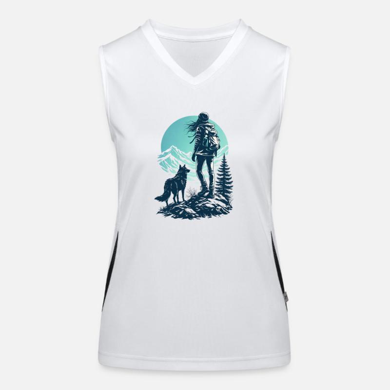 Wolf and Cyan Sky Hike Women's Functional Contrast Tank Top