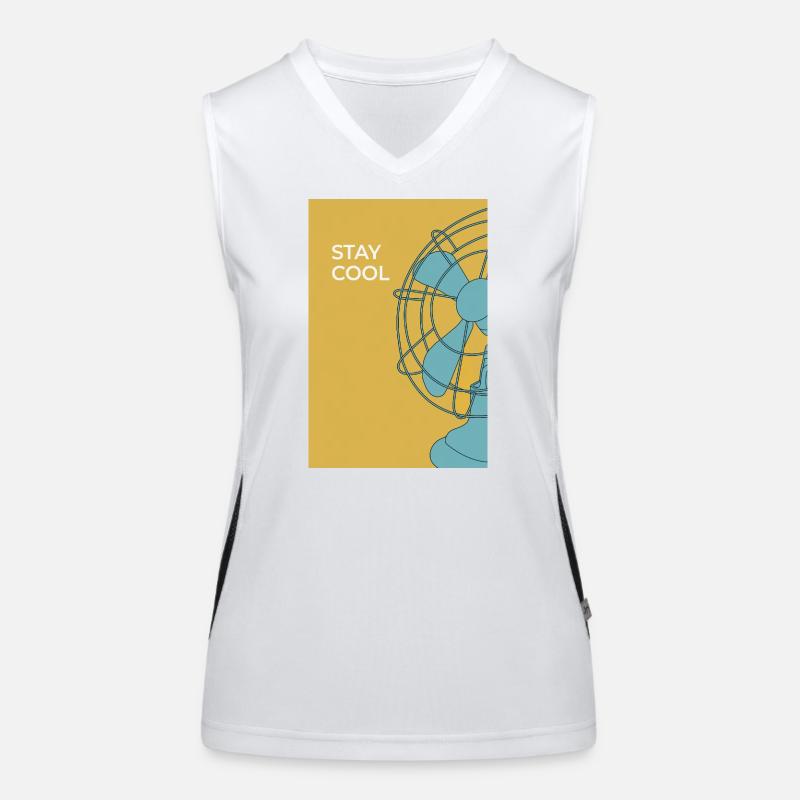 Stay Cool – Modernes Ventilator Poster Funktionelles Kontrast-Tank Top für Frauen