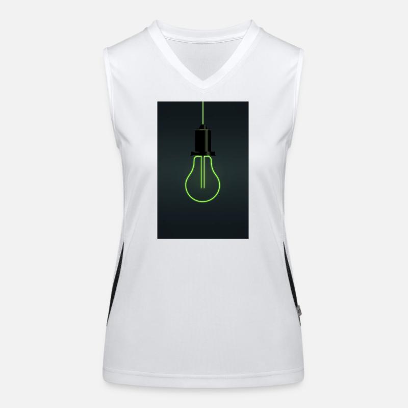Neon Light Bulb – Minimalist Idea Design Women's Functional Contrast Tank Top