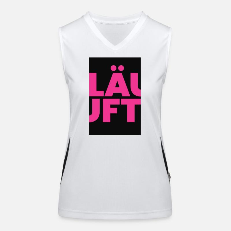 Utiliser Fuchsia Typo-Bold sur Noir Débardeur respirant contrasté Femme