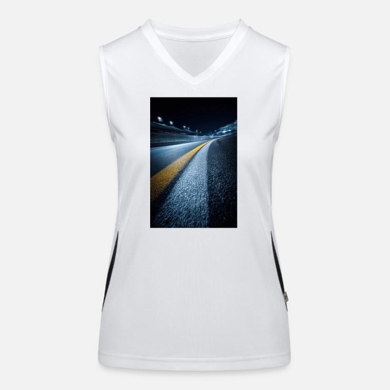 Mitternachts-Streckenhorizont Funktionelles Kontrast-Tank Top für Frauen