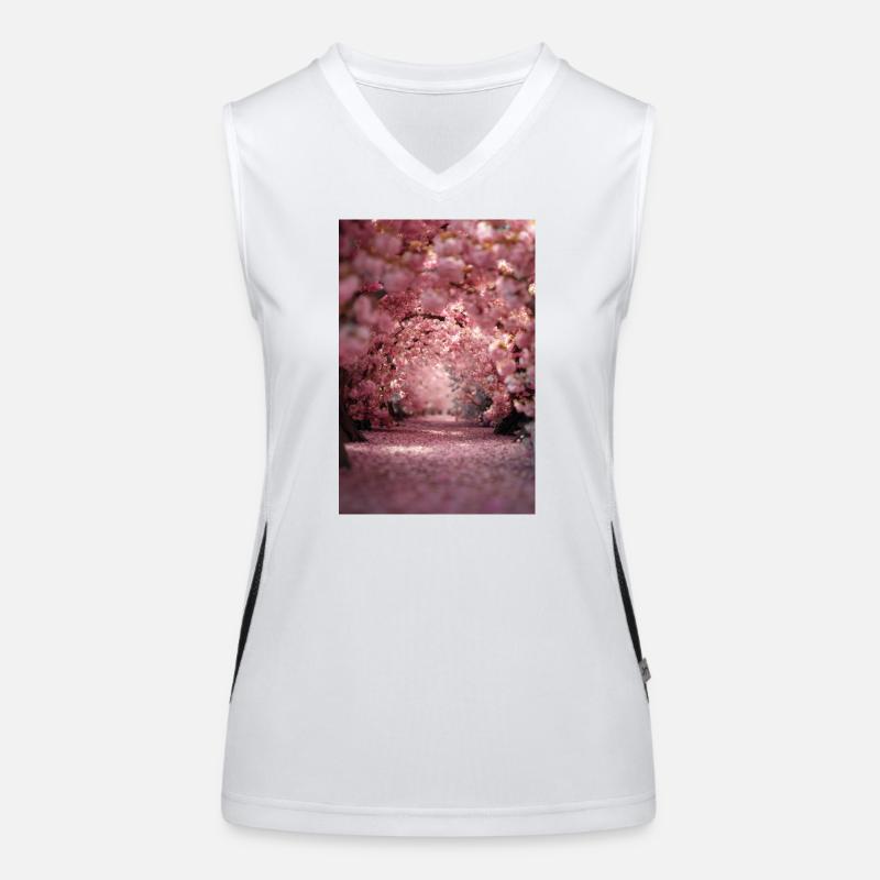 Cherry Blossom Arch Path Funktionelles Kontrast-Tank Top für Frauen