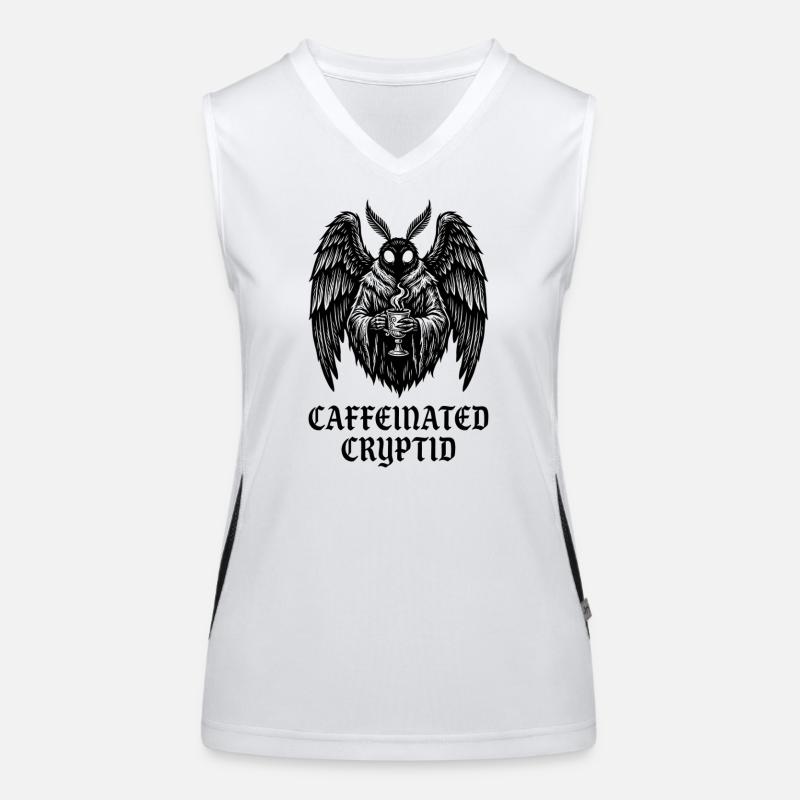 Koffeinhaltiger Kryptid-Mottenmann-Kaffee Funktionelles Kontrast-Tank Top für Frauen