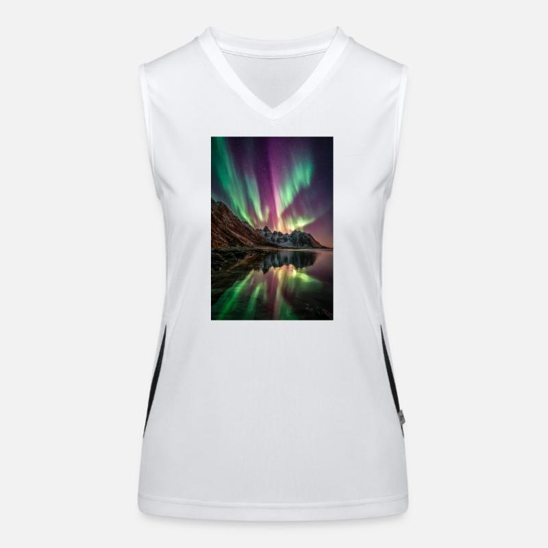 Aurora Peaks Reflexionen Funktionelles Kontrast-Tank Top für Frauen