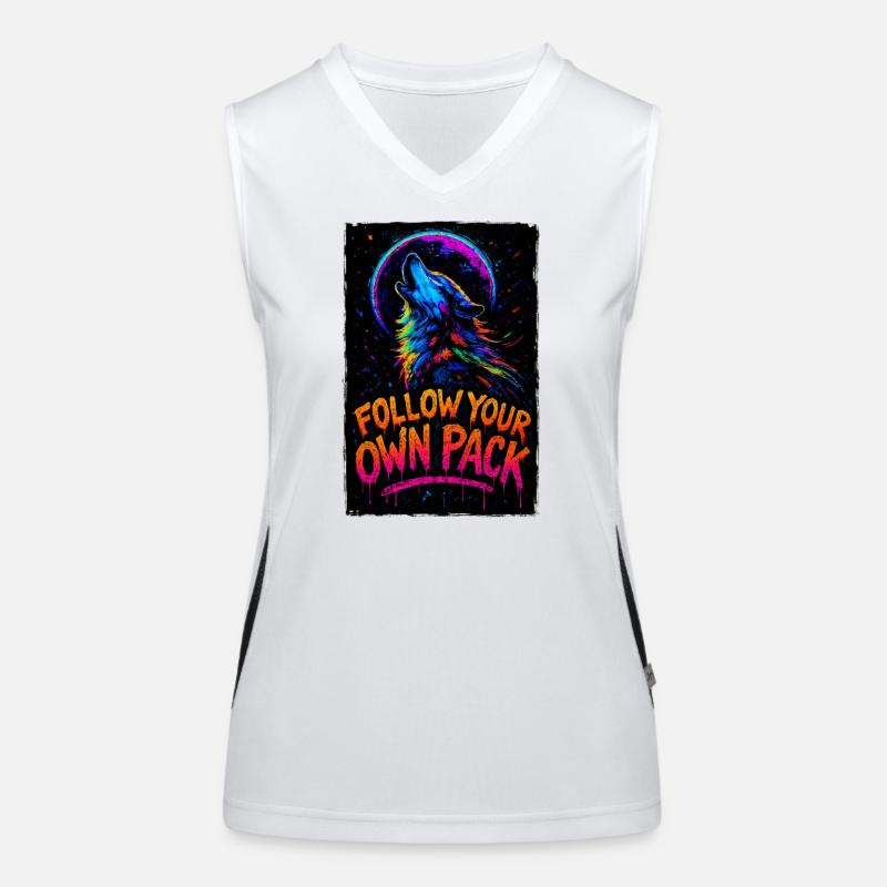 Alpha Wolf Multicolor-Design Folgen Sie Ihrem eigenen Rudel Funktionelles Kontrast-Tank Top für Frauen