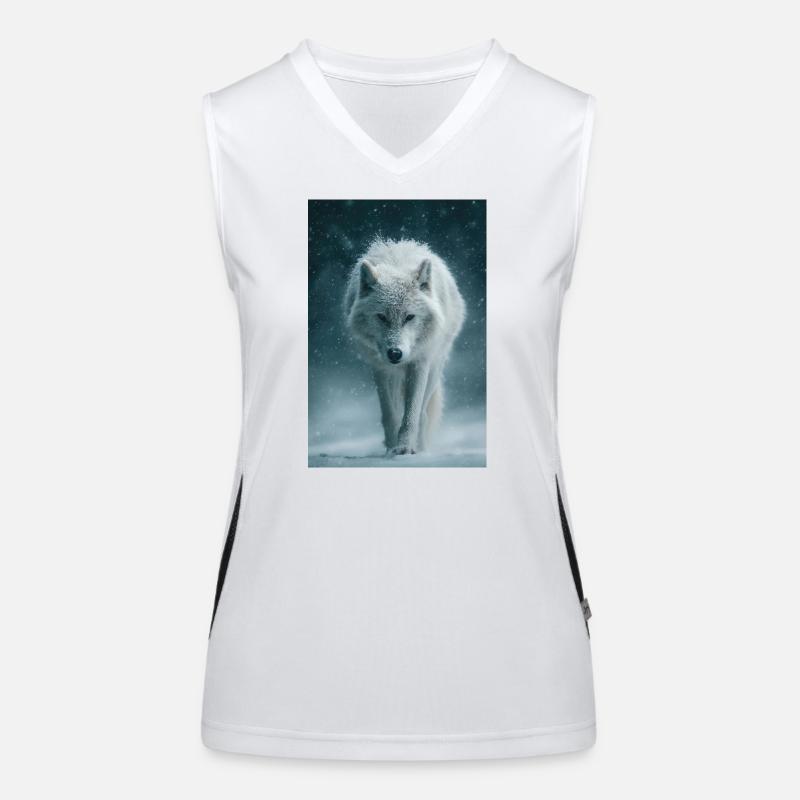 Arktischer Wolf im Schneefall Funktionelles Kontrast-Tank Top für Frauen