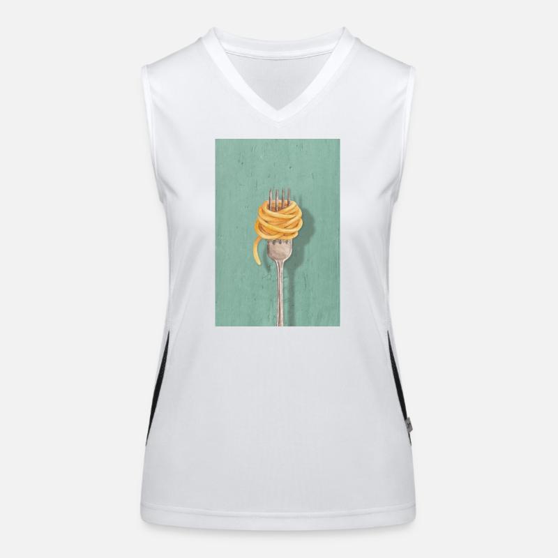 Pasta Fork Reduced Kitchen Design Women's Functional Contrast Tank Top