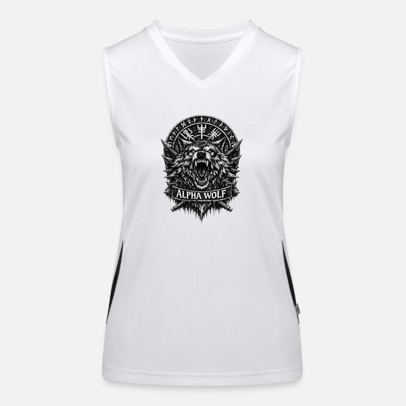 Alpha Wolf Runenwappen Funktionelles Kontrast-Tank Top für Frauen