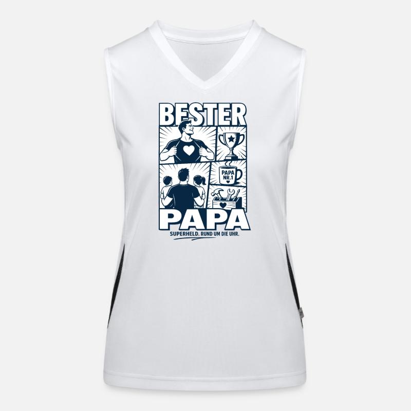 Bester Papa Superheld Design Funktionelles Kontrast-Tank Top für Frauen
