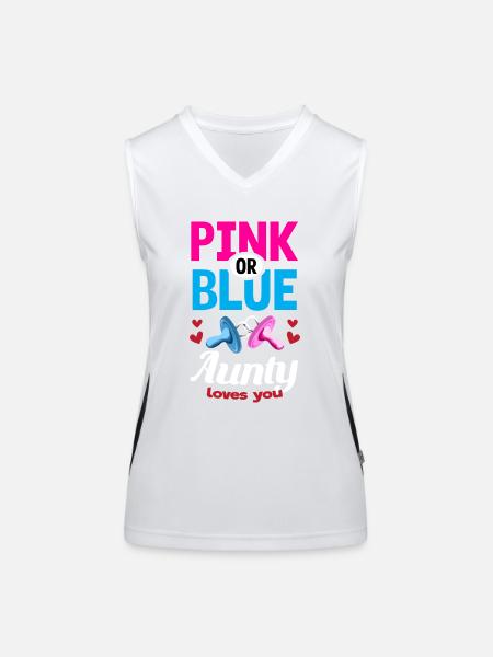 Pink or Blue Aunty Loves You Gender Reveal Party - Women's Functional Contrast Tank Top - white/black - Front