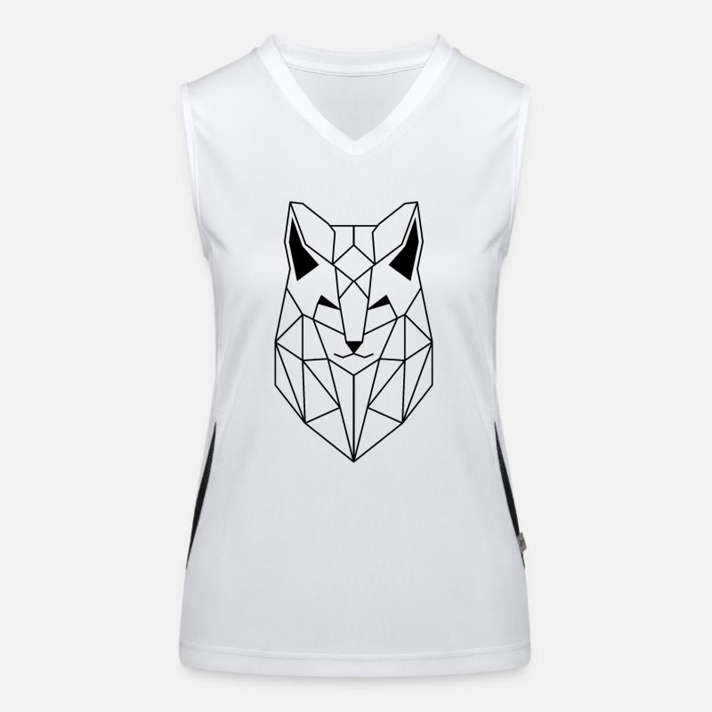 Polygonal Wolf schwarze Version Funktionelles Kontrast-Tank Top für Frauen