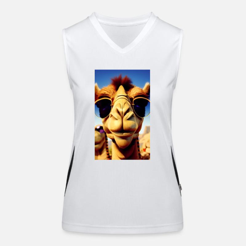 Coole Kamelurlaub Selfie Wüste Sonnenbrille Comic Funktionelles Kontrast-Tank Top für Frauen